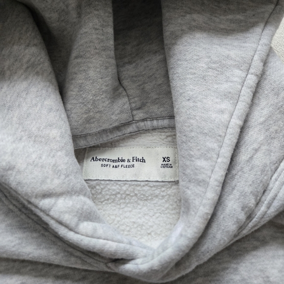 Abercrombie & Fitch Gray Hoodie with Patchwork Sleeves Size XS - Picture 3 of 5